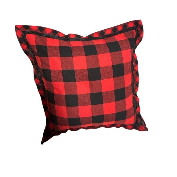Pier 1, Buffalo Checkered Flannel Throw Pillow With Ruffle Edge. - Picture 2 of 7